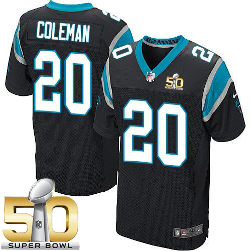  Panthers #20 Kurt Coleman Black Team Color Super Bowl 50 Men's Stitched NFL Elite Jersey