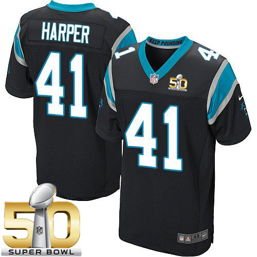  Panthers #41 Roman Harper Black Team Color Super Bowl 50 Men's Stitched NFL Elite Jersey