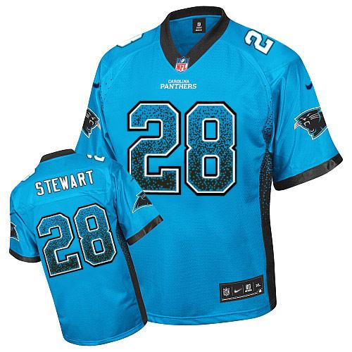  Panthers #28 Jonathan Stewart Blue Alternate Men's Stitched NFL Elite Drift Fashion Jersey