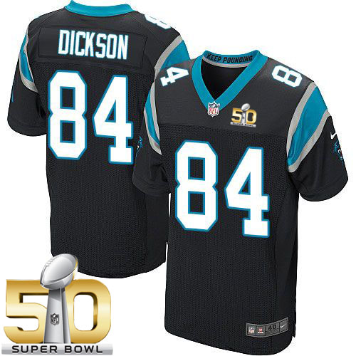  Panthers #84 Ed Dickson Black Team Color Super Bowl 50 Men's Stitched NFL Elite Jersey