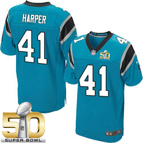  Panthers #41 Roman Harper Blue Alternate Super Bowl 50 Men's Stitched NFL Elite Jersey