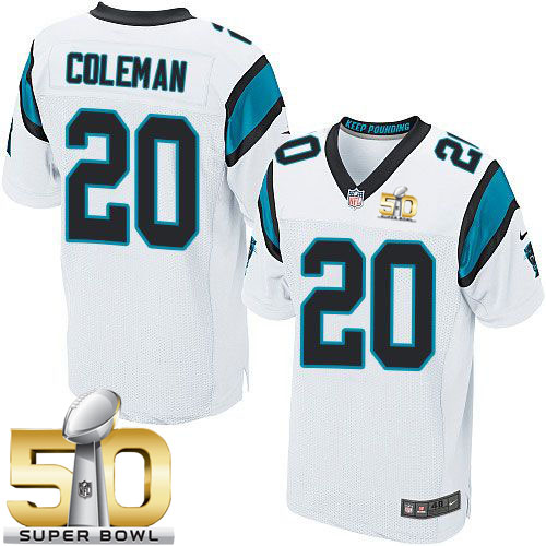  Panthers #20 Kurt Coleman White Super Bowl 50 Men's Stitched NFL Elite Jersey