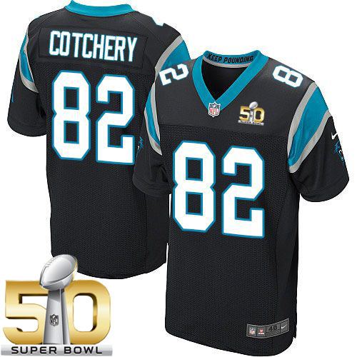  Panthers #82 Jerricho Cotchery Black Team Color Super Bowl 50 Men's Stitched NFL Elite Jersey