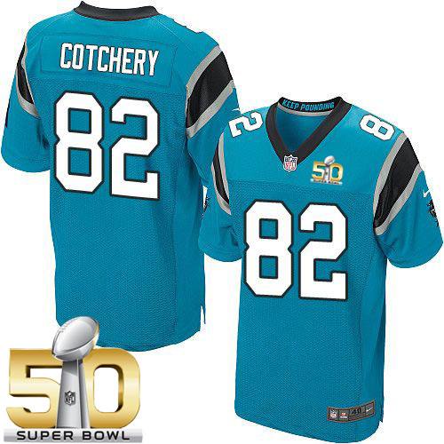  Panthers #82 Jerricho Cotchery Blue Alternate Super Bowl 50 Men's Stitched NFL Elite Jersey