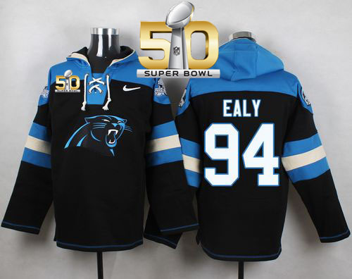  Panthers #94 Kony Ealy Black Super Bowl 50 Player Pullover NFL Hoodie