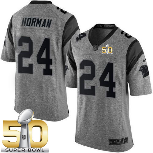  Panthers #24 Josh Norman Gray Super Bowl 50 Men's Stitched NFL Limited Gridiron Gray Jersey