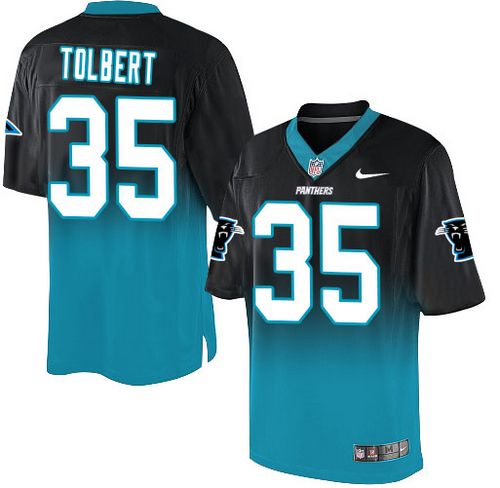  Panthers #35 Mike Tolbert Black/Blue Men's Stitched NFL Elite Fadeaway Fashion Jersey