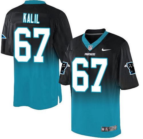  Panthers #67 Ryan Kalil Black/Blue Men's Stitched NFL Elite Fadeaway Fashion Jersey