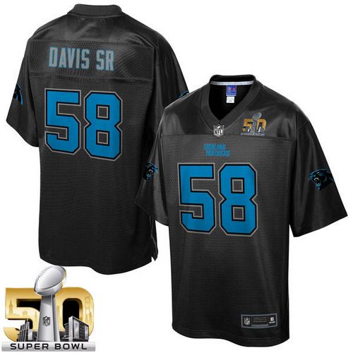  Panthers #58 Thomas Davis Sr Black Super Bowl 50 Men's NFL Pro Line Black Reverse Fashion Game Jersey