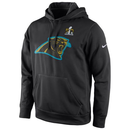 Men's Carolina Panthers  Black Super Bowl 50 Bound Team Travel Performance Pullover Hoodie