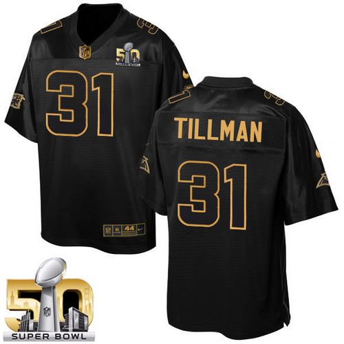  Panthers #31 Charles Tillman Black Super Bowl 50 Men's Stitched NFL Elite Pro Line Gold Collection Jersey