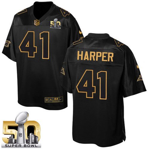  Panthers #41 Roman Harper Black Super Bowl 50 Men's Stitched NFL Elite Pro Line Gold Collection Jersey