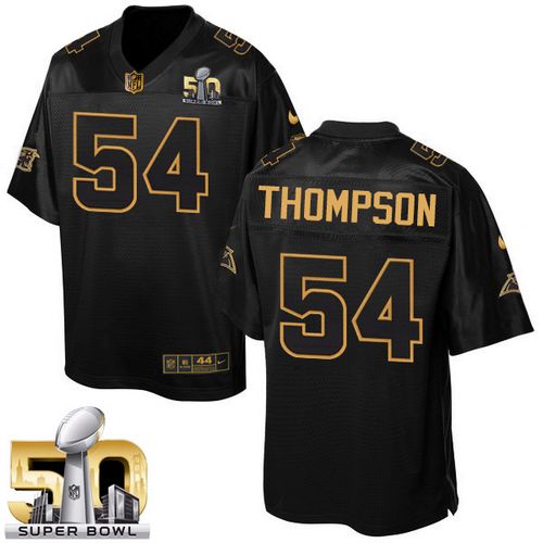  Panthers #54 Shaq Thompson Black Super Bowl 50 Men's Stitched NFL Elite Pro Line Gold Collection Jersey