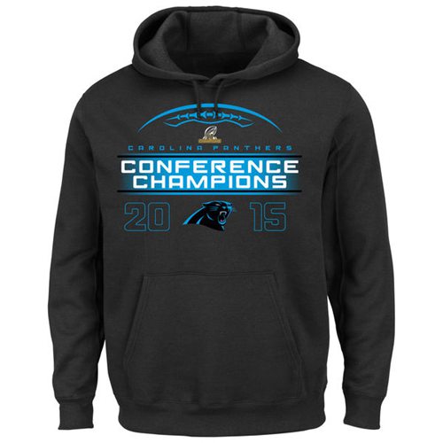 Carolina Panthers Majestic 2015 NFC Conference Champions Supreme Ruler VIII Pullover Hoodie Black