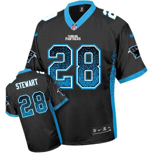  Panthers #28 Jonathan Stewart Black Team Color Men's Stitched NFL Elite Drift Fashion Jersey