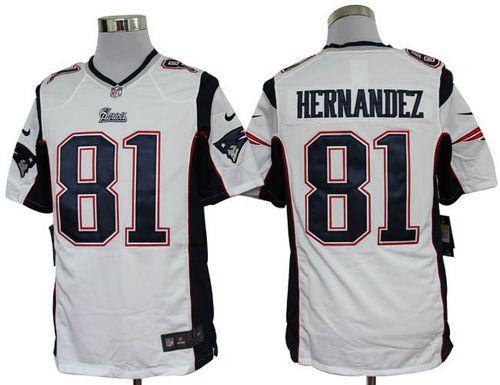  Patriots #81 Aaron Hernandez White Men's Stitched NFL Game Jersey