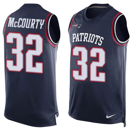  Patriots #32 Devin McCourty Navy Blue Team Color Men's Stitched NFL Limited Tank Top Jersey