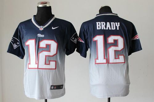  Patriots #12 Tom Brady Navy Blue/Grey Men's Stitched NFL Elite Fadeaway Fashion Jersey