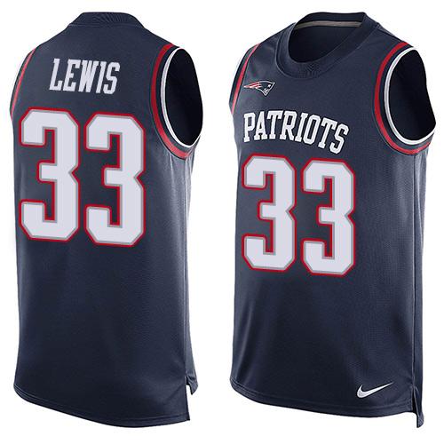  Patriots #33 Dion Lewis Navy Blue Team Color Men's Stitched NFL Limited Tank Top Jersey