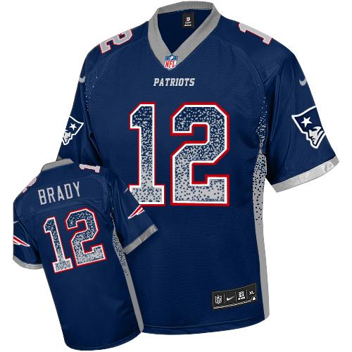 Patriots #12 Tom Brady Navy Blue Team Color Men's Stitched NFL Elite Drift Fashion Jersey