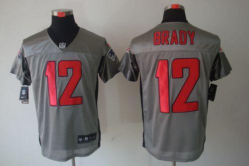  Patriots #12 Tom Brady Grey Shadow Men's Stitched NFL Elite Jersey