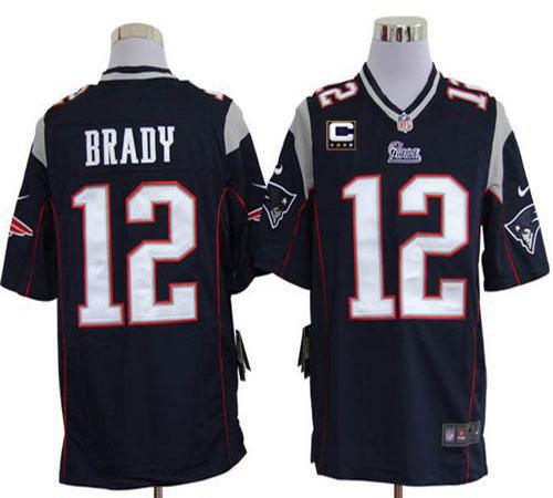  Patriots #12 Tom Brady Navy Blue Team Color With C Patch Men's Stitched NFL Game Jersey