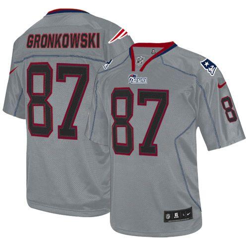  Patriots #87 Rob Gronkowski Lights Out Grey Men's Stitched NFL Elite Jersey
