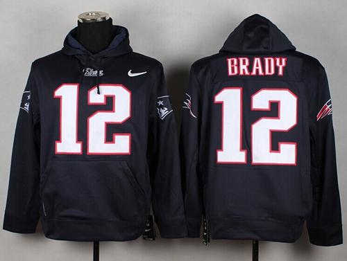 New England Patriots #12 Tom Brady Blue Pullover Hoodie