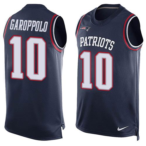  Patriots #10 Jimmy Garoppolo Navy Blue Team Color Men's Stitched NFL Limited Tank Top Jersey