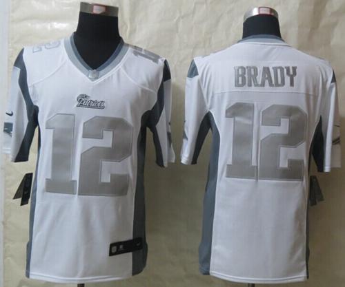 Patriots #12 Tom Brady White Men's Stitched NFL Limited Platinum Jersey