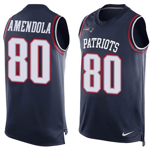  Patriots #80 Danny Amendola Navy Blue Team Color Men's Stitched NFL Limited Tank Top Jersey