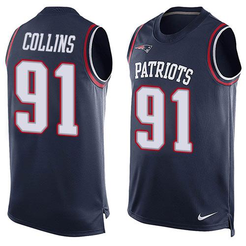  Patriots #91 Jamie Collins Navy Blue Team Color Men's Stitched NFL Limited Tank Top Jersey