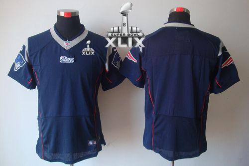  Patriots Blank Navy Blue Team Color Super Bowl XLIX Men's Stitched NFL Elite Jersey