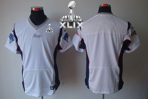  Patriots Blank White Super Bowl XLIX Men's Stitched NFL Elite Jersey