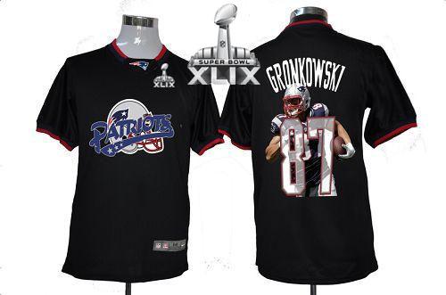  Patriots #87 Rob Gronkowski Black Super Bowl XLIX Men's NFL Game All Star Fashion Jersey