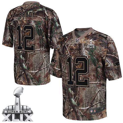  Patriots #12 Tom Brady Camo Super Bowl XLIX Men's Stitched NFL Realtree Elite Jersey