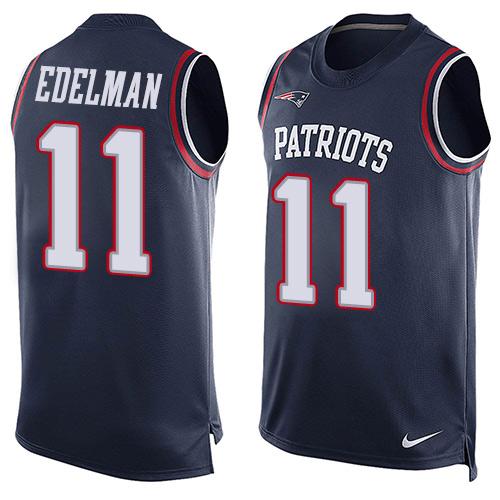  Patriots #11 Julian Edelman Navy Blue Team Color Men's Stitched NFL Limited Tank Top Jersey