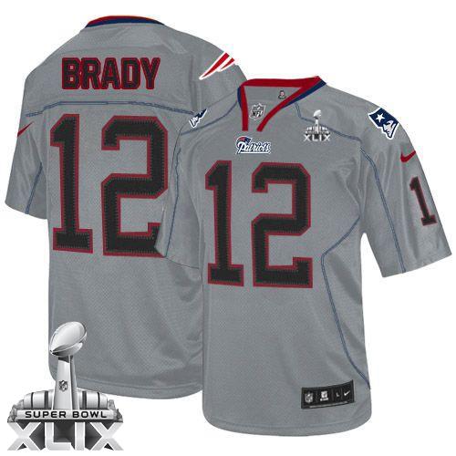  Patriots #12 Tom Brady Lights Out Grey Super Bowl XLIX Men's Stitched NFL Elite Jersey
