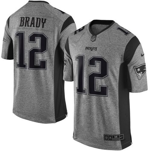  Patriots #12 Tom Brady Gray Men's Stitched NFL Limited Gridiron Gray Jersey