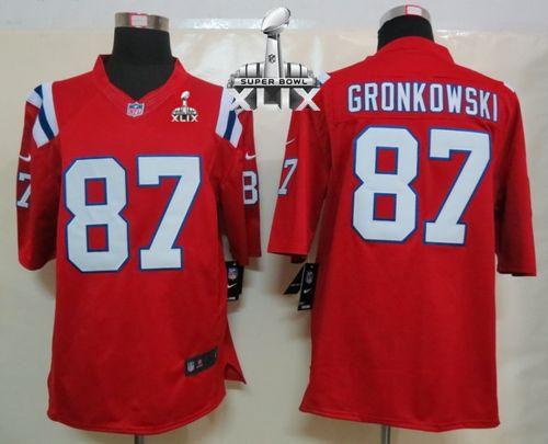  Patriots #87 Rob Gronkowski Red Alternate Super Bowl XLIX Men's Stitched NFL Limited Jersey