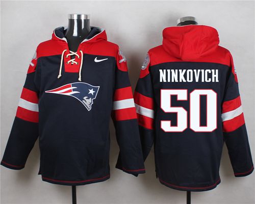  Patriots #50 Rob Ninkovich Navy Blue Player Pullover NFL Hoodie