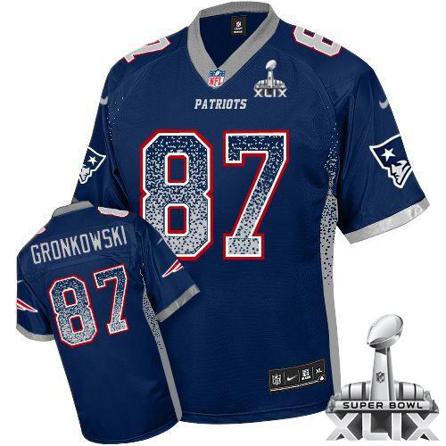  Patriots #87 Rob Gronkowski Navy Blue Team Color Super Bowl XLIX Men's Stitched NFL Elite Drift Fashion Jersey