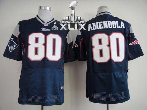 Patriots #80 Danny Amendola Navy Blue Team Color Super Bowl XLIX Men's Stitched NFL Elite Jersey