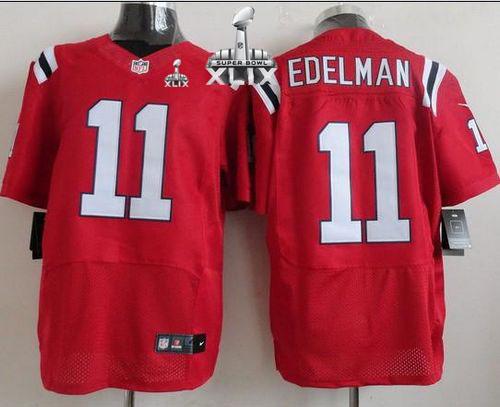  Patriots #11 Julian Edelman Red Alternate Super Bowl XLIX Men's Stitched NFL Elite Jersey