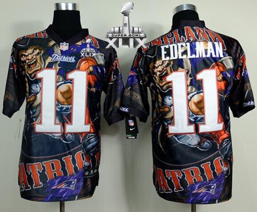  Patriots #11 Julian Edelman Team Color Super Bowl XLIX Men's Stitched NFL Elite Fanatical Version Jersey