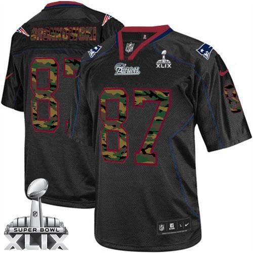  Patriots #87 Rob Gronkowski Black Super Bowl XLIX Men's Stitched NFL Elite Camo Fashion Jersey