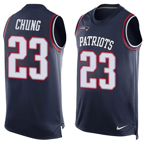  Patriots #23 Patrick Chung Navy Blue Team Color Men's Stitched NFL Limited Tank Top Jersey