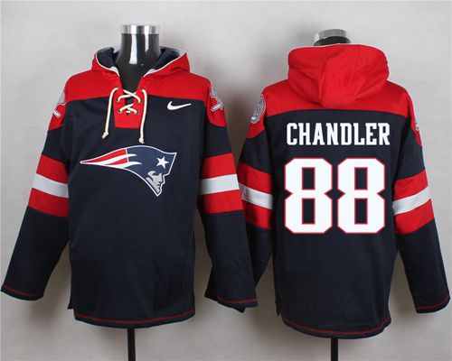  Patriots #88 Scott Chandler Navy Blue Player Pullover NFL Hoodie