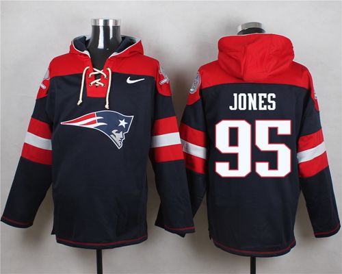  Patriots #95 Chandler Jones Navy Blue Player Pullover NFL Hoodie