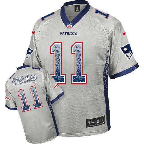  Patriots #11 Julian Edelman Grey Men's Stitched NFL Elite Drift Fashion Jersey